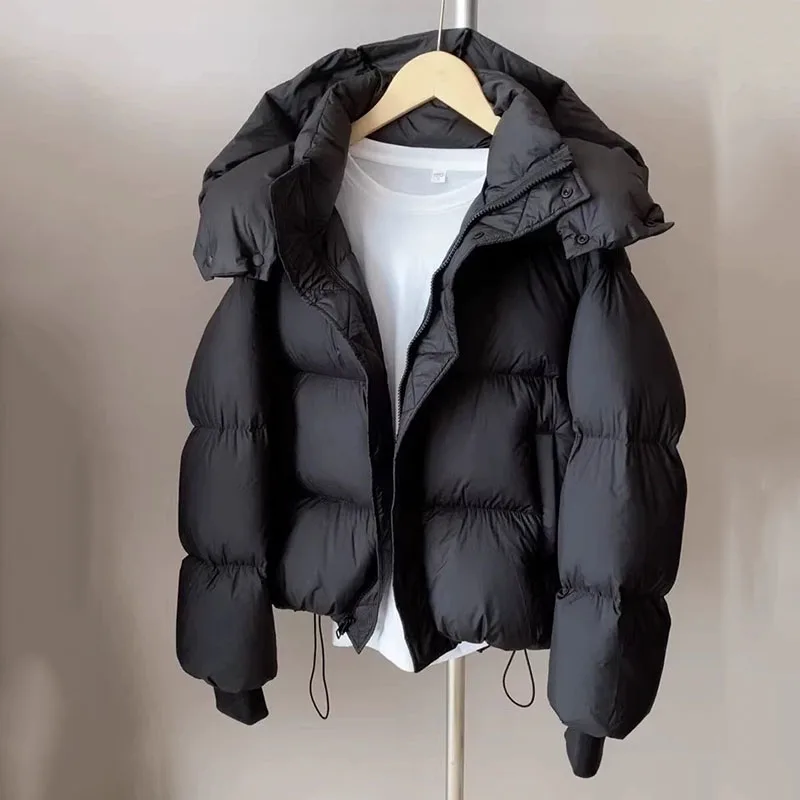 New Women Down Cotton Parkas Autumn Winter Short Thickend Warm Cotton-Padded Jacket Woman Korean Chic Loose Hooded Parka Outwear
