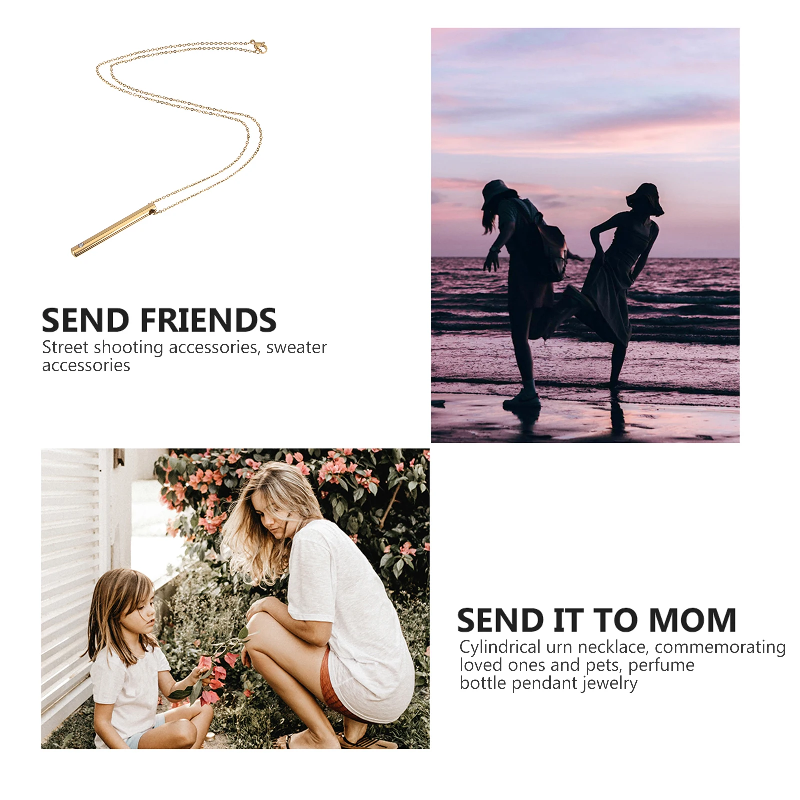 

Dainty Urn Necklace Cylindrical Accessory Perfume Bottle Ash Keepsake Miss Necklaces for Ashes Women