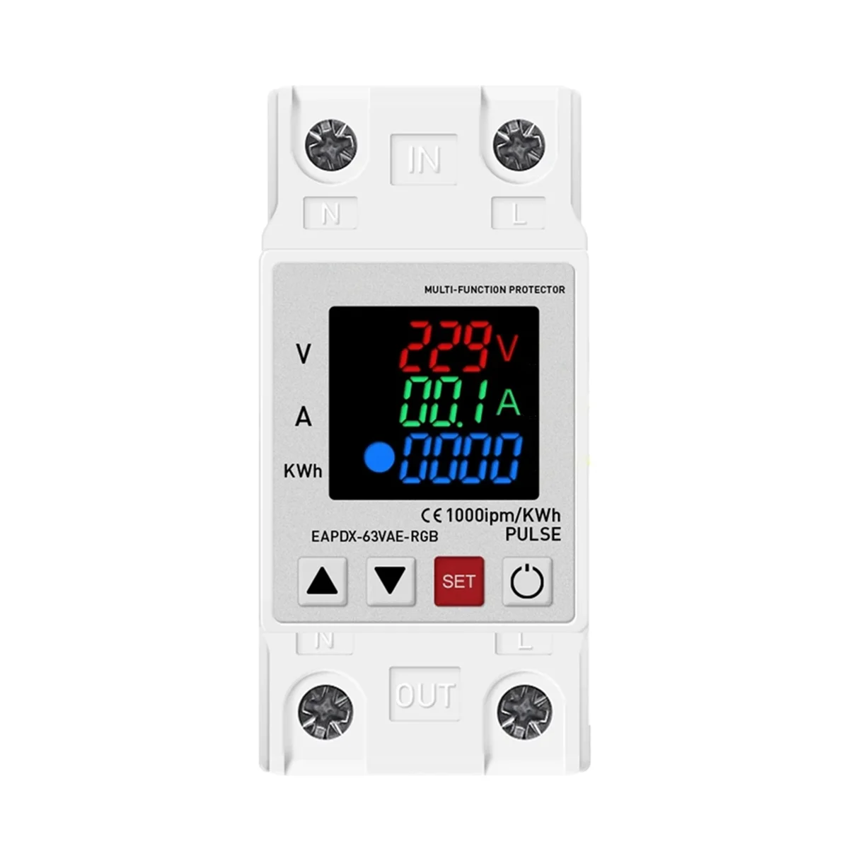 Din Rail Dual Display Adjustable over Voltage Current and Under Voltage Protective Device