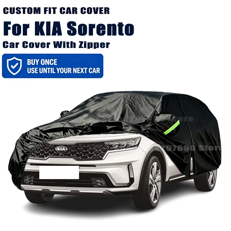 For KIA Sorento  Outdoor Full Car Cover With Zipper Snow Cover Sunshade Waterproof Dustproof Exterior Protection
