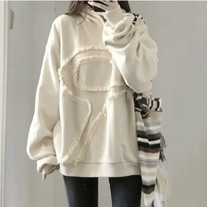 

Onalippa 2025 New Design Inspired Tassel Hoodie Women Autumn Winter New Versatile Loose Jacket Ins Trendy Lazy Style Top