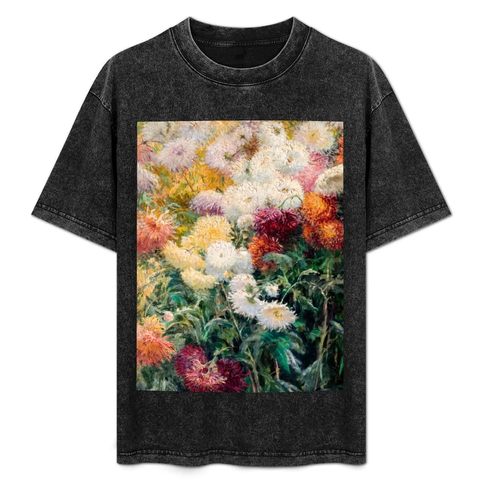 

Chrysanthemums in the Garden at Petit–Gennevilliers by Gustave Caillebotte T-Shirt Casual All Match Tee Shirt for Men