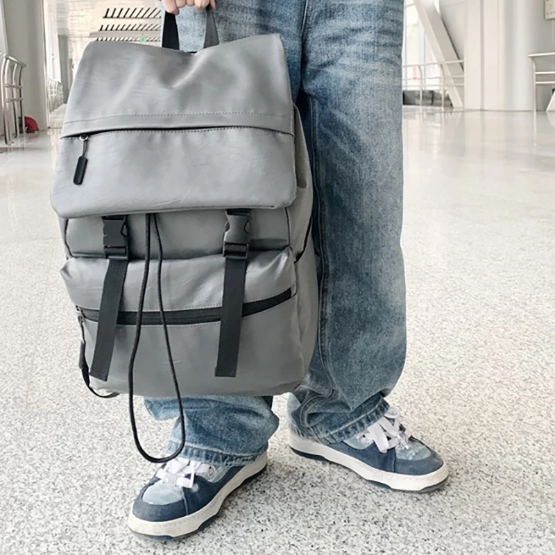 남자 배낭 비즈니스 여행 가방 PU 노트북 가방 야외 하이킹 등산 수하물 가방 대용량 패션 주말 Schoolbag