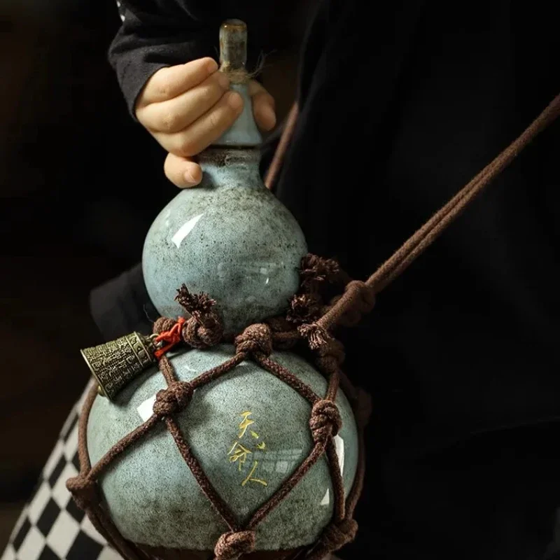 Tianmingren Net Wine Gourd Set Slanting Hot Kettle Ancient Style Portable Household Seal Wine Tool