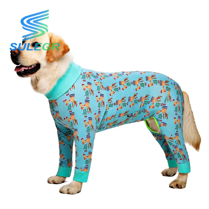 SULEGR Large Dog Pajamas Anti Licking Dog Recovery Clothes, Kightweight Onesie, Starlight Rainbow/Wild Horse Prints Dog Clothing