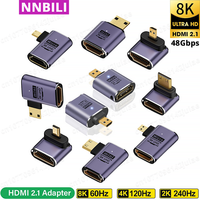 New 90 Degree Angled UHD Extension Adapter Mini /Micro HD Male to HDMI 2.1 Female Support 8K 60hz 3D HDTV PC Monitor Converter