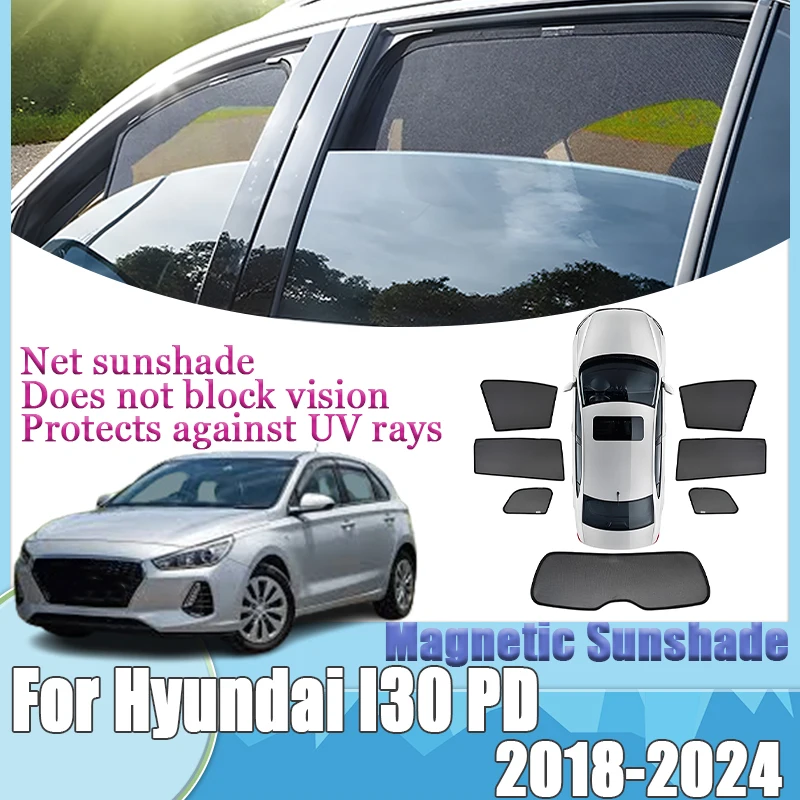 

For Hyundai I30 PD Hatchback 2018-2024 Magnetic Sunshade Heat Insulation UV Protection Privacy Shades Mesh Sun Visor Accessories