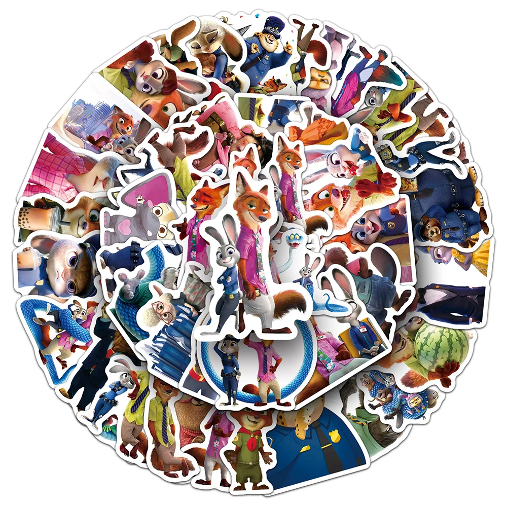 

10/30/50pcs Cartoon Disney Zootopia Stickers Judy Nick Anime Animal Sticker DIY Water Bottle Phone Laptop Cute Decals Decoration