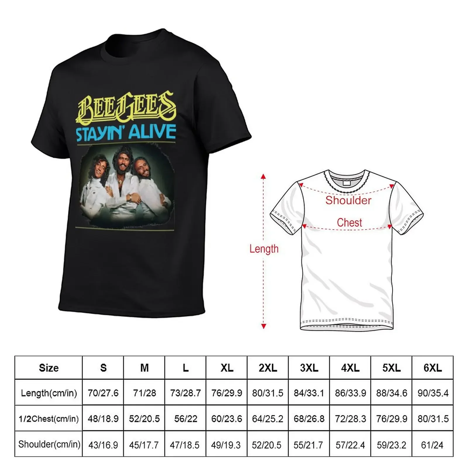 Stayin Alive Bee Gees Band T-shirt cute tops customs design your own men workout shirt