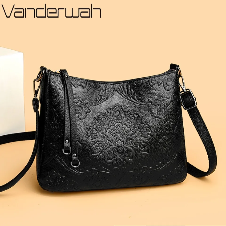 Retro Print Soft PU Leather Shoulder Crossbody Bags for Women Luxury Purses and HandBags Designer Women Bag Ladies Messenger Sac