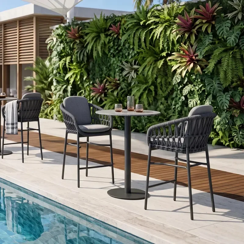 Patio Furniture Bar Stools High Chair Commercial Restaurant Furniture Home Bar Metal Table and Chair Bar Furniture Sets