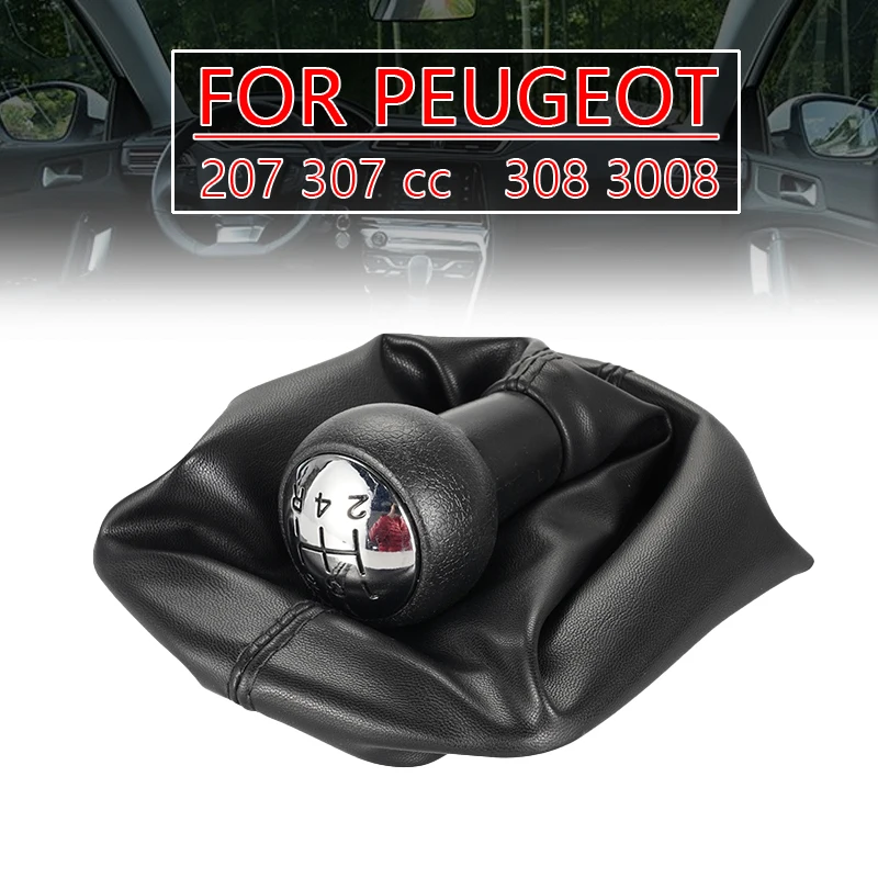 5 Speed Car Gear Shift Knob With Gaitor Boot Complete Fit For Peugeot 207 307 CC 308 406  For CITROEN C3 C4 C5