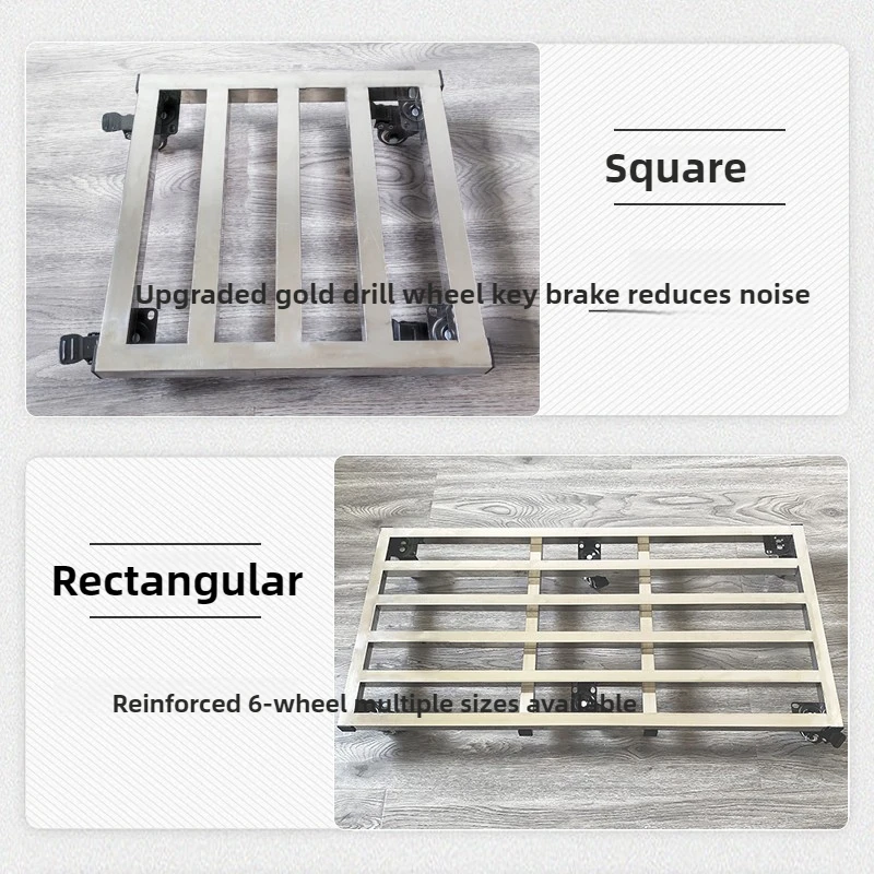 Heavy Duty Stainless Steel Mobile Storage Rack Square Rolling Tray Universal Washing Machine Bracket Thickened Metal Plant Base