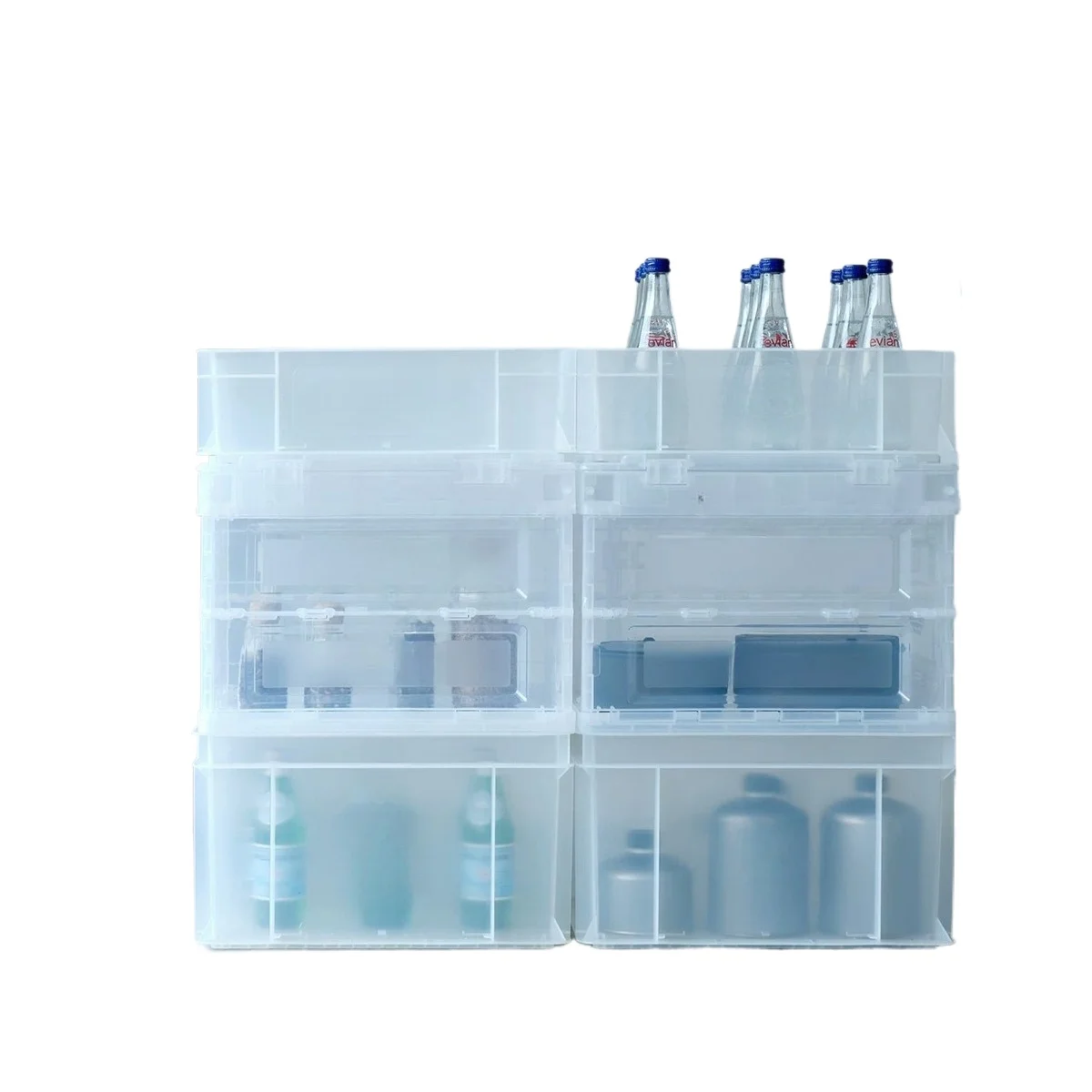 Transparent storage box Camping car home stacked side open industrial wind storage box Finishing box