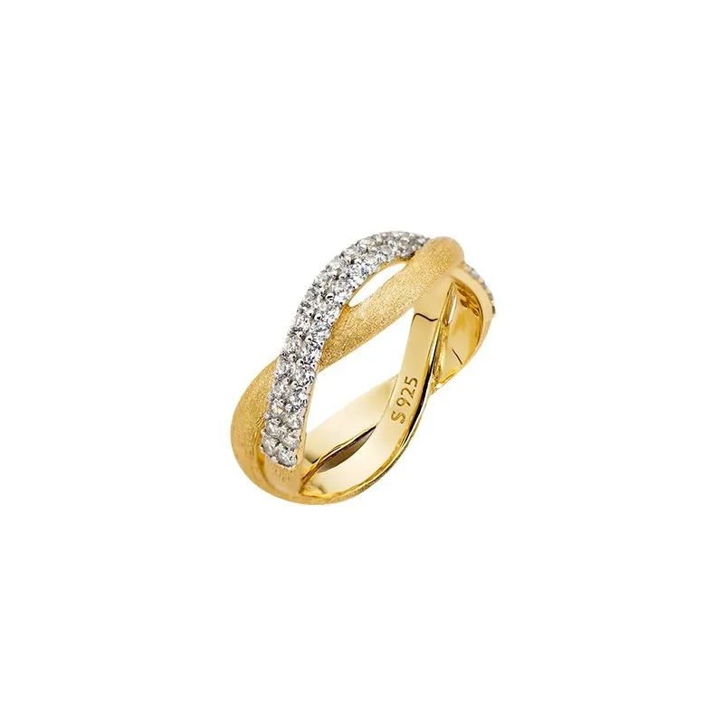 Möbius surround brushed ring niche design fashionable personality high-end diamond ring