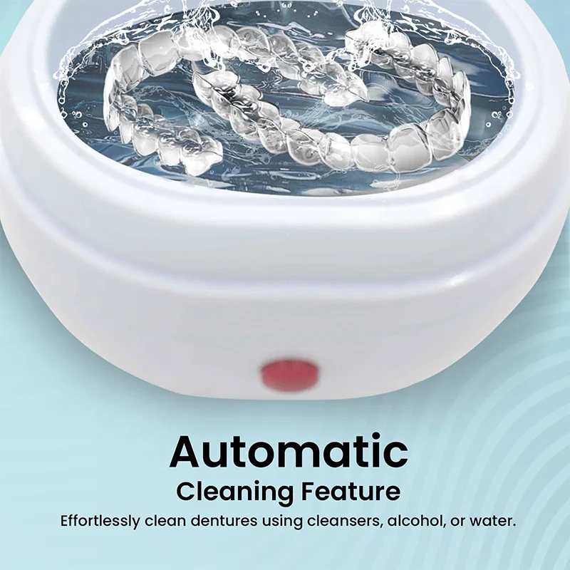 Automatic Denture Cleaning Case, Portable False Teeth Retainer Cleaner , Denture Case With Filter, Effortlessly Clean Jewelry