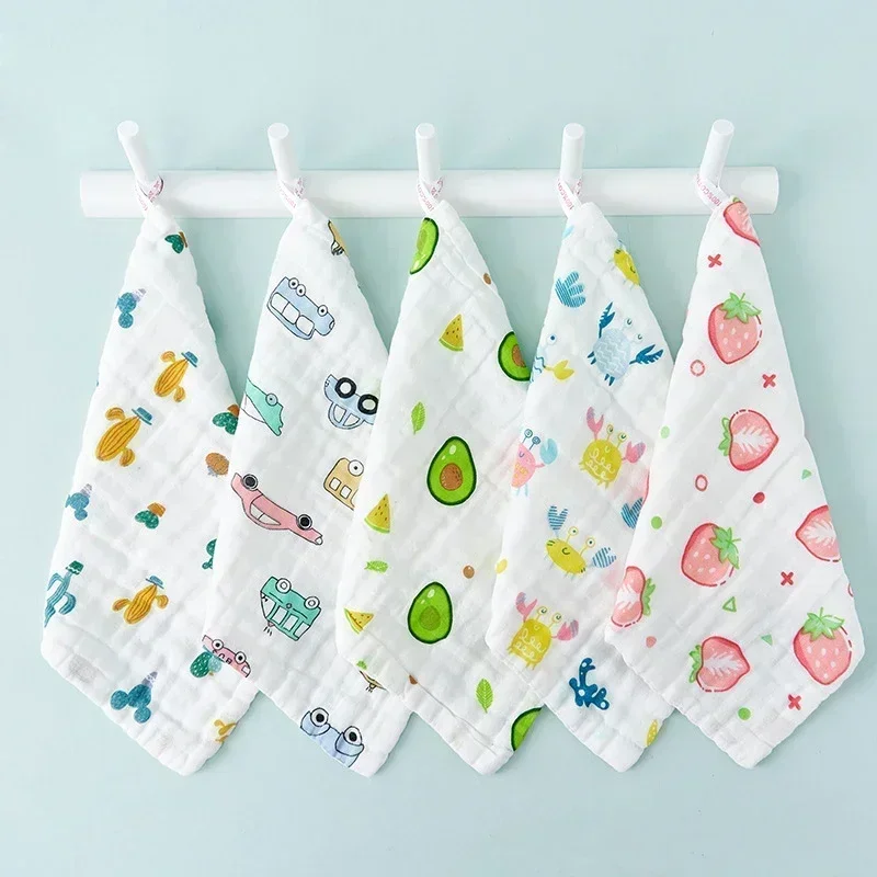 1pcs/5pcs Baby Towels Handkerchief Bathing Washcloth Newborn 6 Layers Cotton Muslin Soft Infant Hand Towel Baby Items 25*25CM