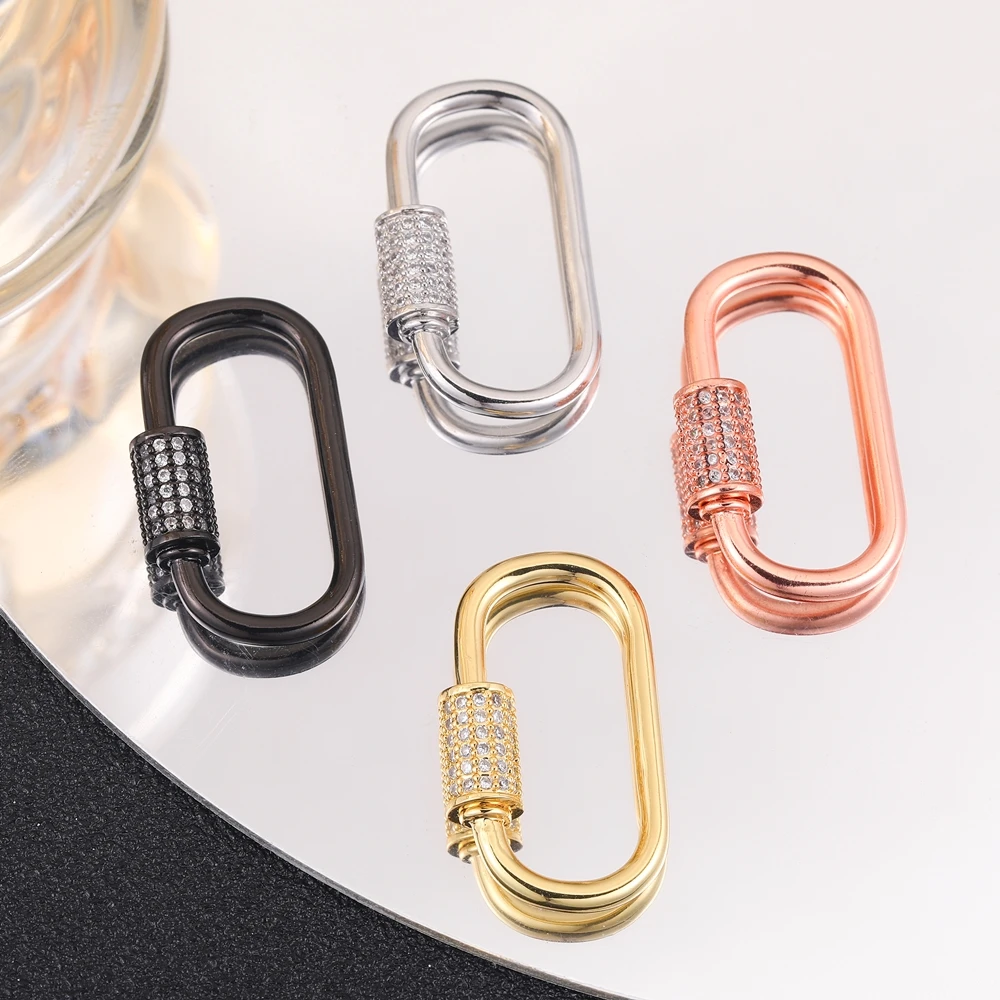 Juya 18K Gold Plated Screw Bolt Fateners Decoration Carabiner Clasps Accessories For DIY Hanging Chains Pendant Jewelry Making