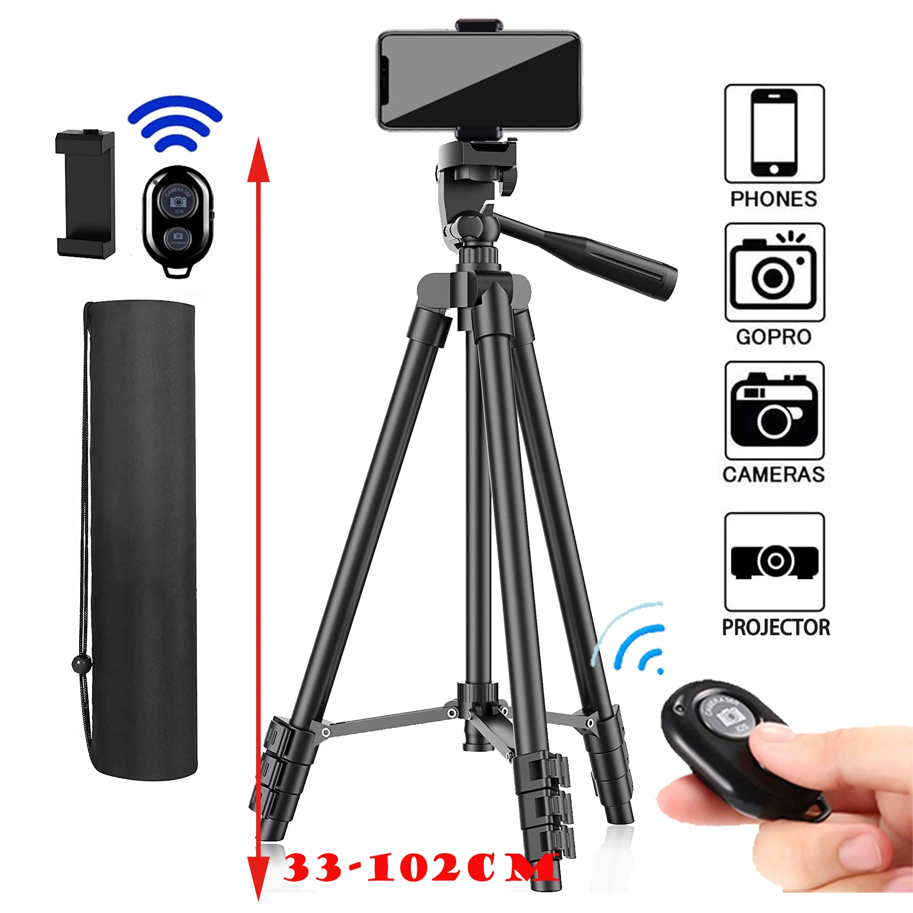 Statief voor telefoon 102 cm video-opname telefoon statief met Bluetooth afstandsbediening universele camera telefoon fotografie houder standaard