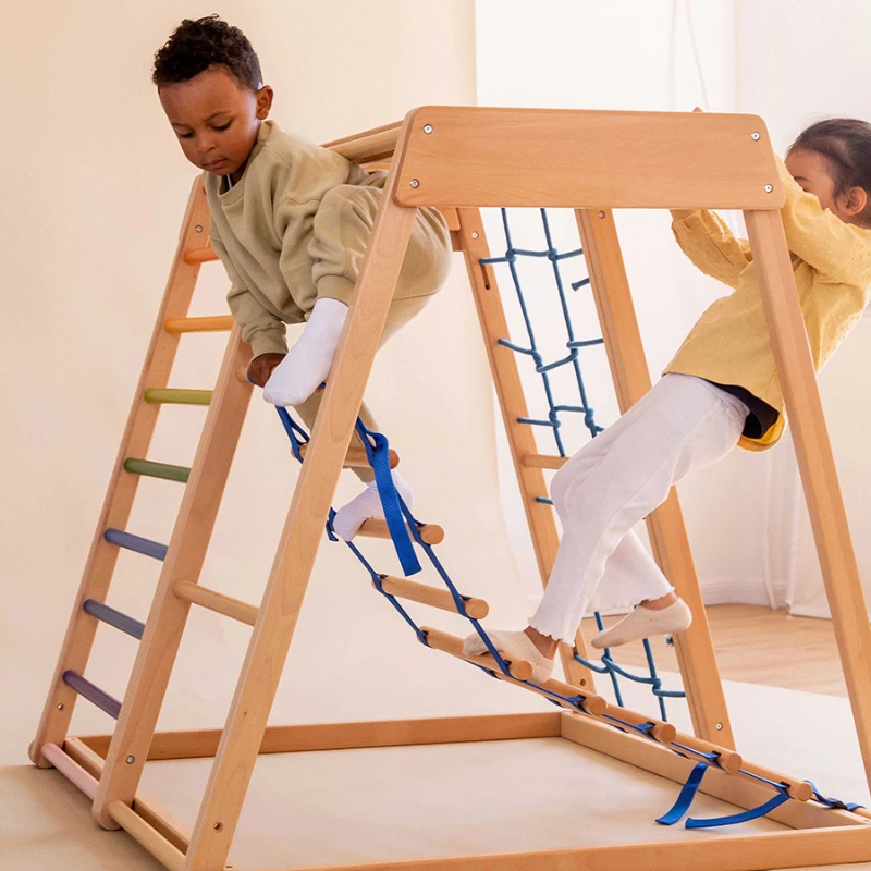 Climbing rope ladder for children's indoor household wooden soft frame only