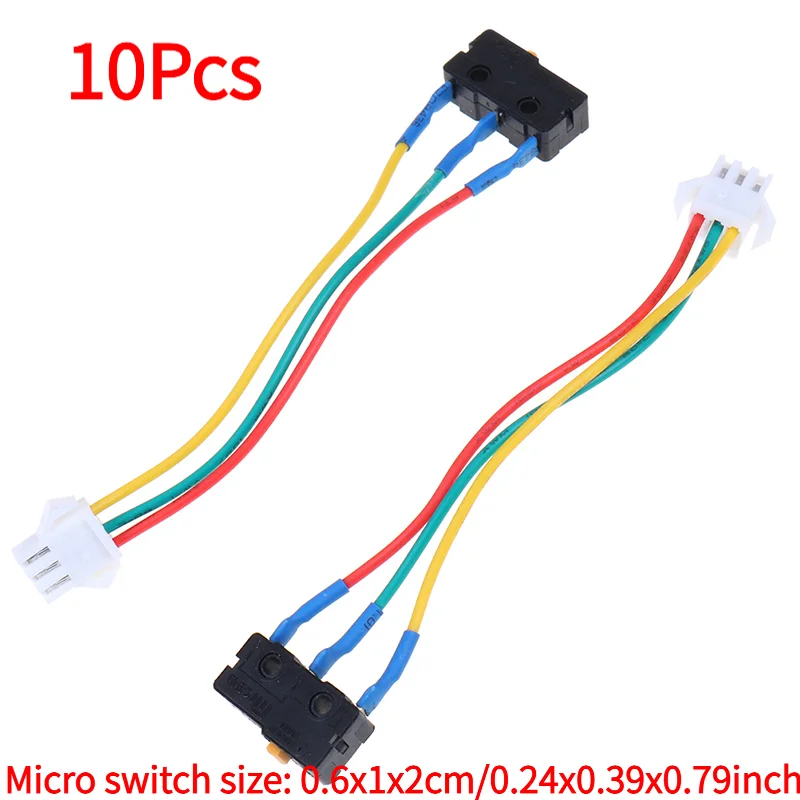 10Pcs Flame retardant material metal Gas Water Heater Micro Switch Three Wires Small On-off Control 0.6x1x2cm.