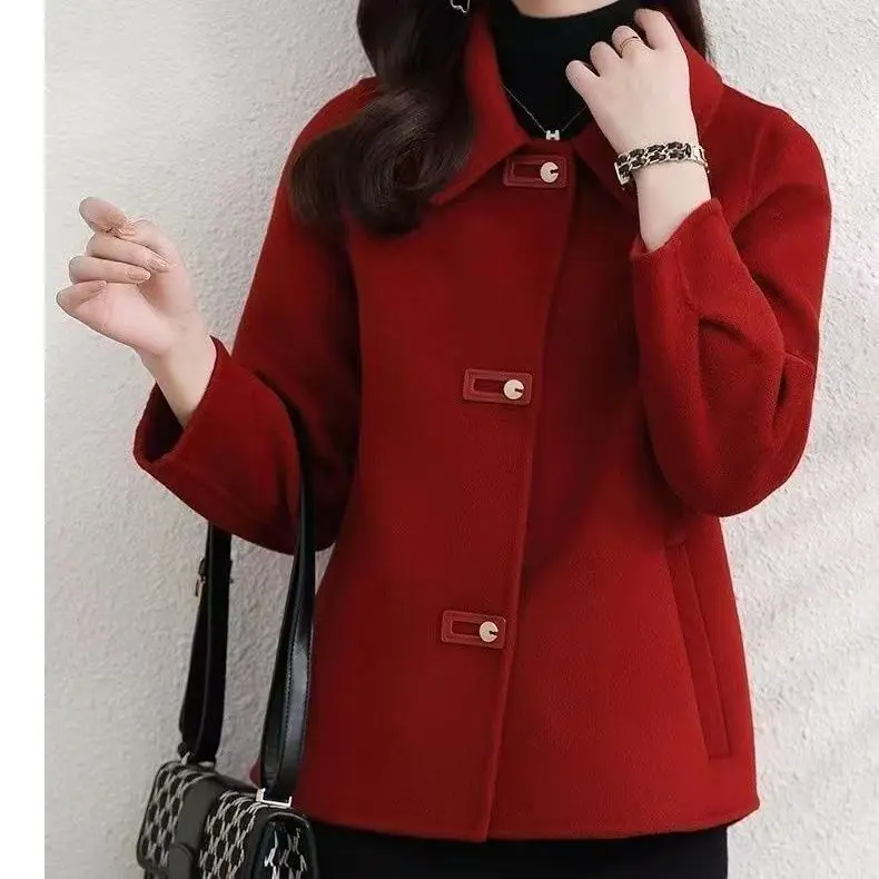 High-quality Double-sided Velvet Coat Women's Spring Autumn New Short Outerwear Ladies Woolen Jacket Middle-aged Mom Fashion Top