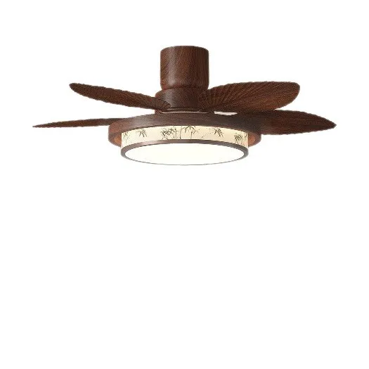 

Bedroom fan light, eye protection, antique fabric, high-end restaurant hanging fan integrated ceiling light