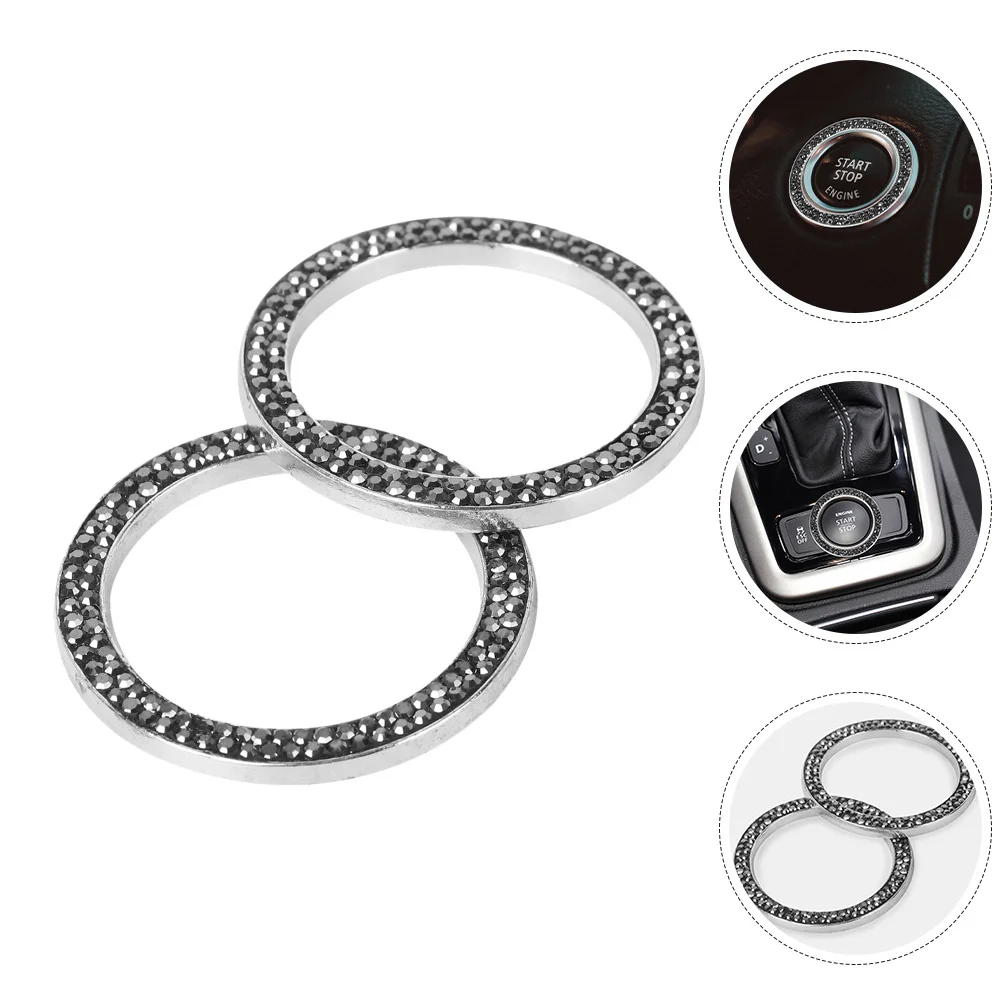 

4Pcs Car Ignition Button Ring Full Rhinestone Decoration Bling Engine Start Cover Stylish Auto Interior Upgrade for Modern