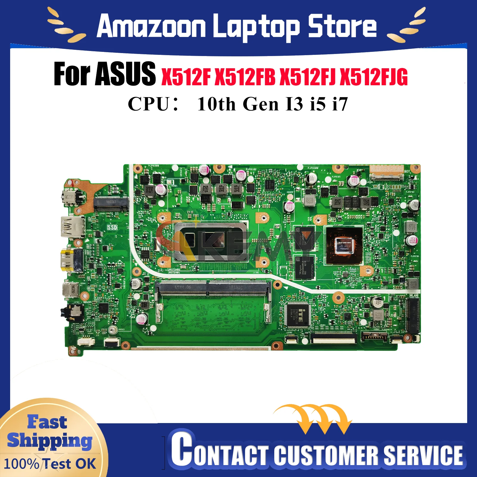 X512FF اللوحة الأم للكمبيوتر المحمول ASUS VivoBook S512F V512F X512F K512F V5000F F512F X512FJG X512FJ اللوحة الرئيسية مع الجيل العاشر I3 i5 i7