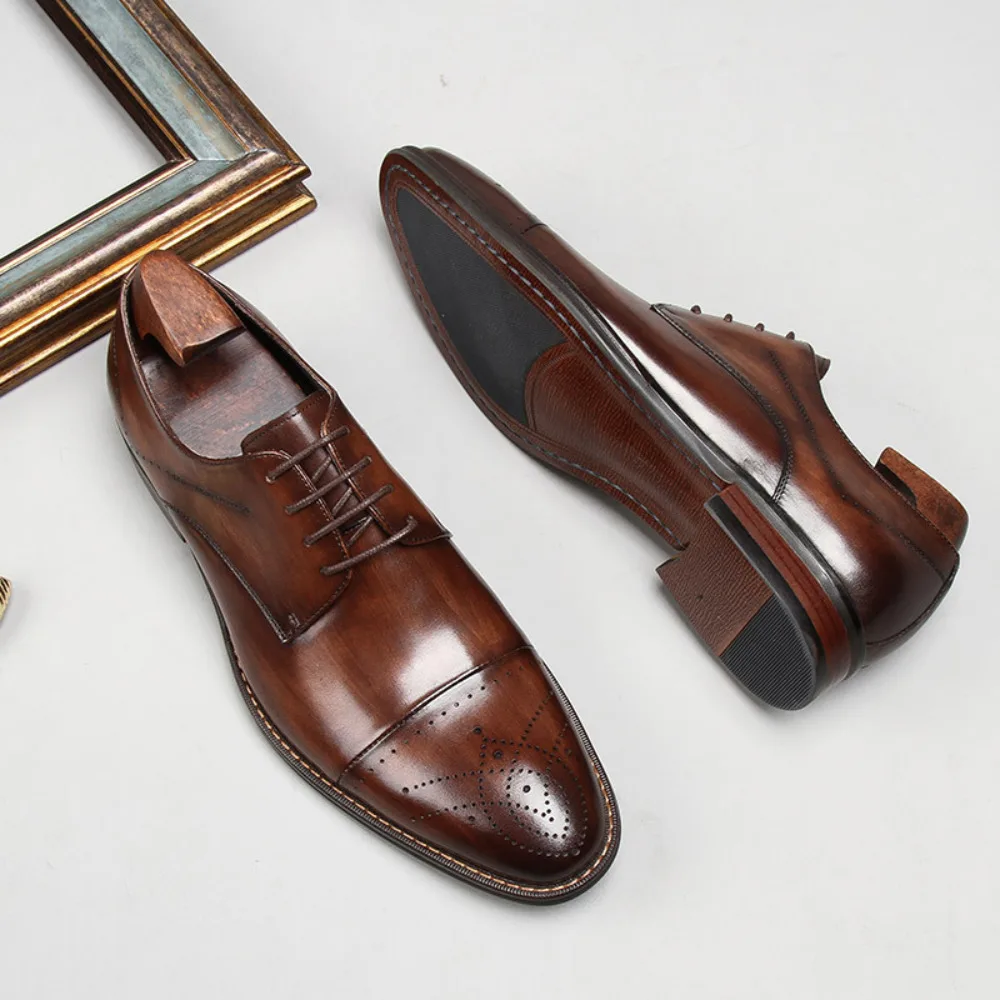 New Breathable Men's Carved Leather Shoes British Style Business Formal Single Leather Shoes for Gentlemen