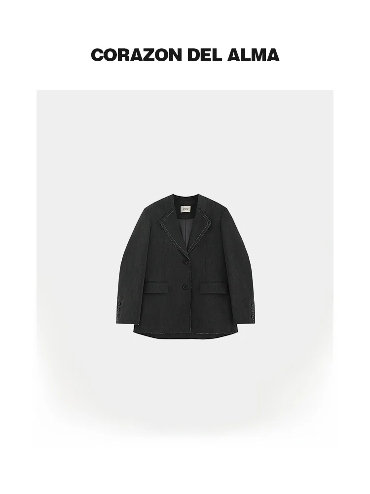 

Женский классический пиджак Duson 786 с драпировкой на плечах, ручной работы, с бахромой, модный силуэт, для офиса, из полиэстеровой смеси