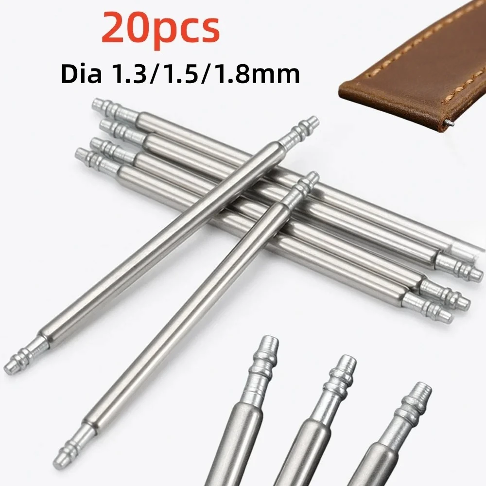 Dia 1.3/1.5/1.8mm Spring Bars Strap Link Pins Fits 12 14 16 18mm 19mm 20mm 21mm 22mm 24mm 26mm Watch Band Strap Links Bars 20PCS