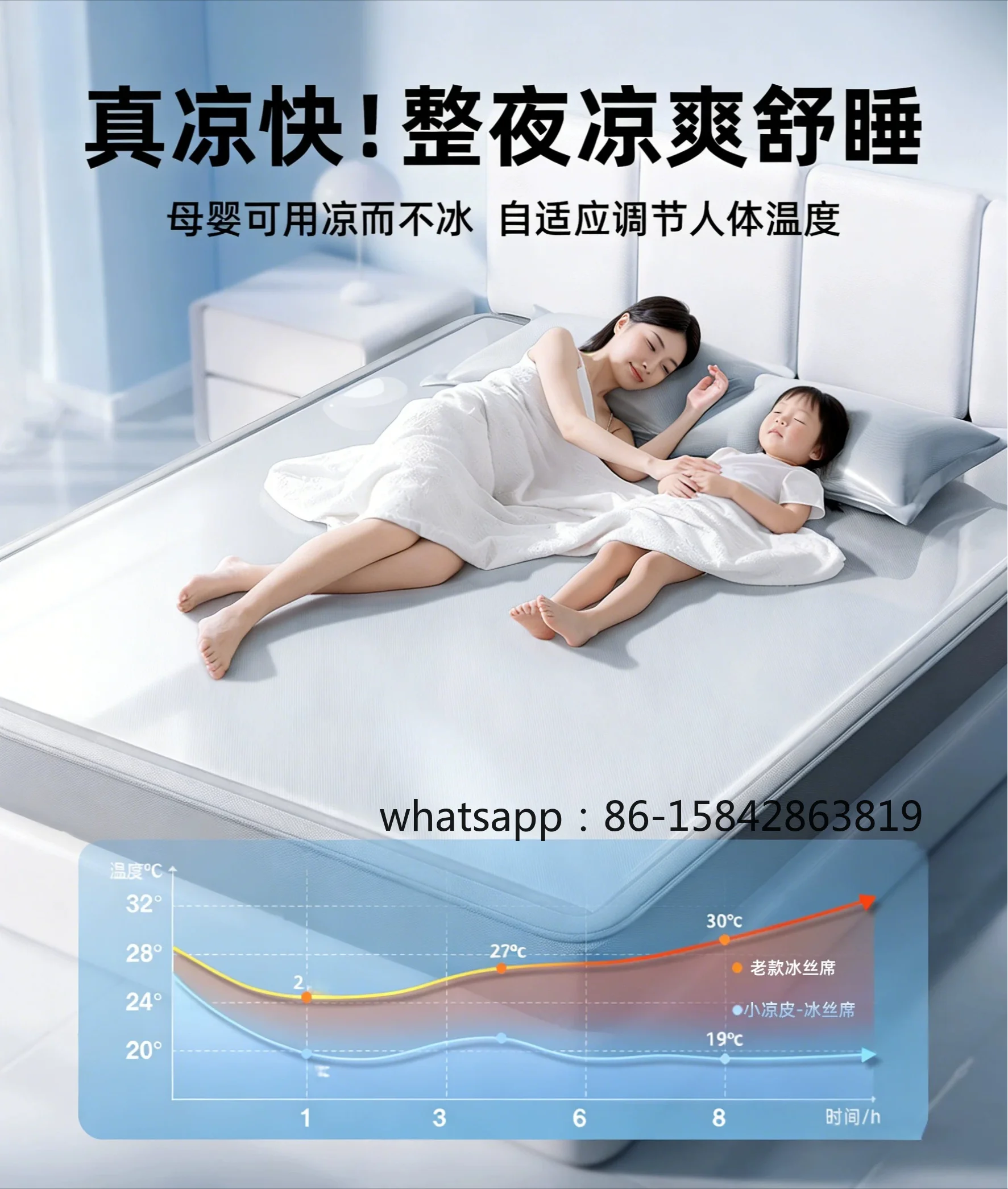 Ice Silk Mat, Summer 2026 New Class A Maternal and Infant Grade, Machine Washable, Sleeping Cooling Artifact