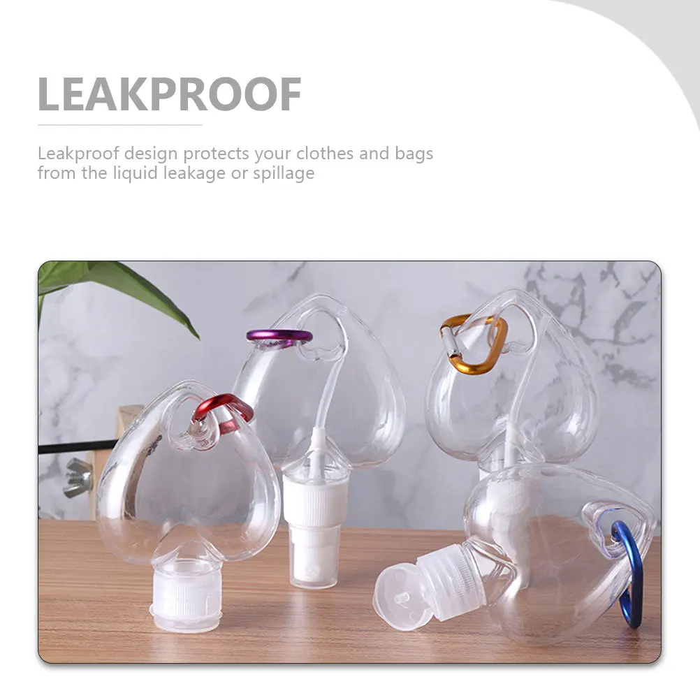 3 個のハート型スプレーボトル漏れ防止ポータブルトラベルサブボトルカラビナ付き化粧品香水ミスト詰め替え可能空