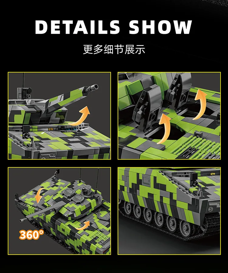 Blocs de construction de modèle de réservoir de Simulation, véhicule de combat d'infanterie militaire moderne, assemblage de Puzzle, briques techniques MOC, jouets 96011