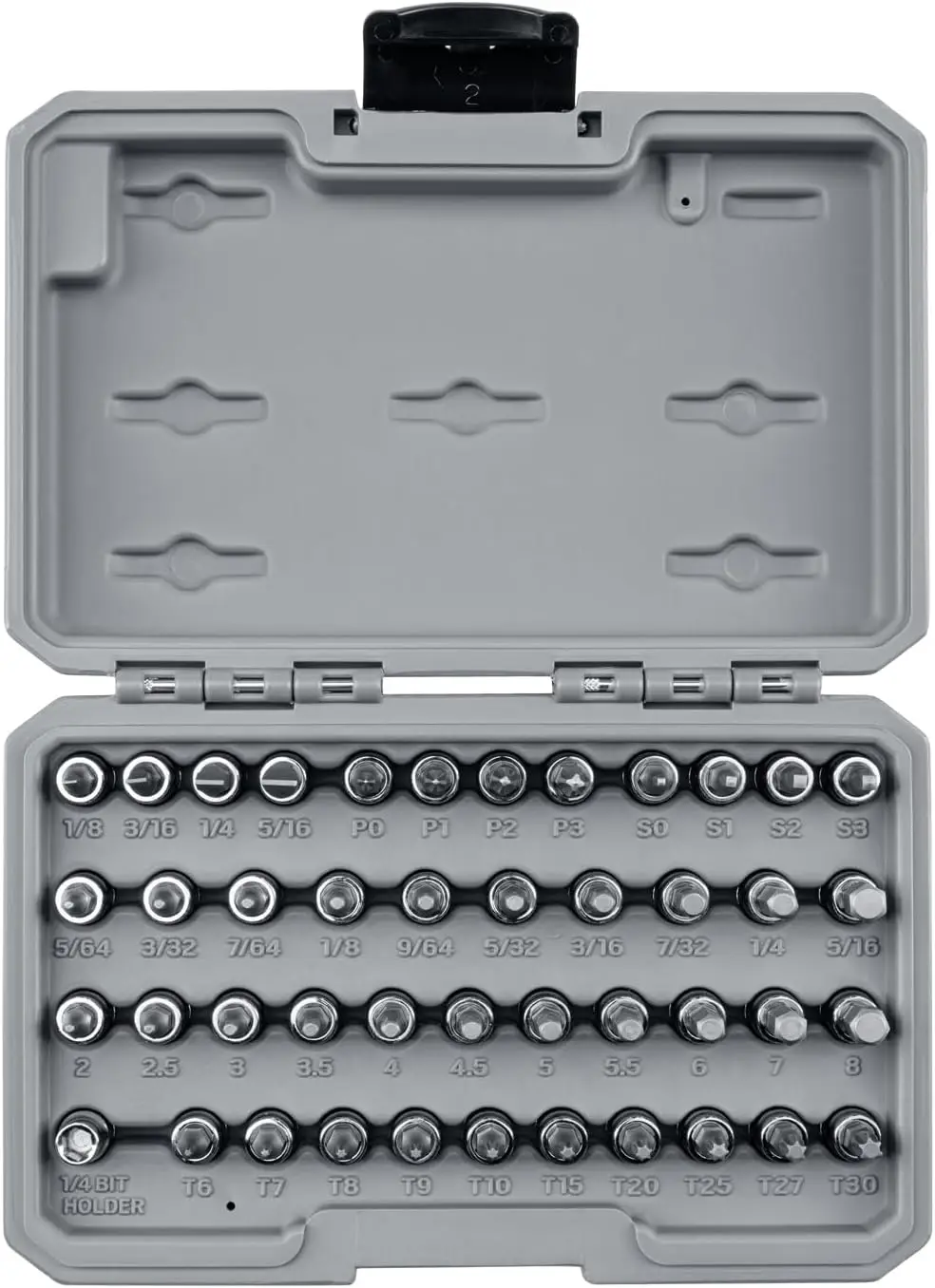 

44-Piece 1/4 Inch Drive Bit Socket Set with Case - Hex, Torx, Phillips, Slotted, Square