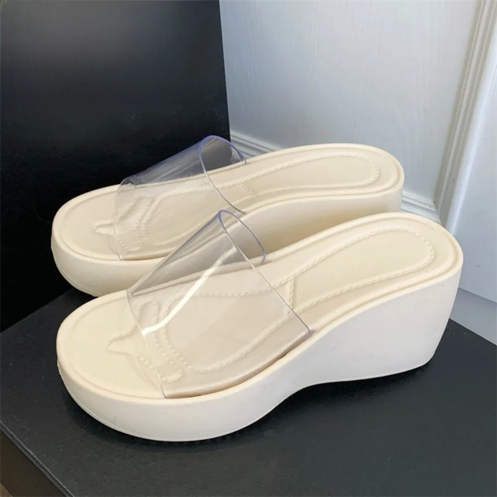 Höhenverstellbare Plattform-Pantoffeln Transparente Rutschfeste Sommer-Strandsandalen Weiche Sohle Leichte Damen-Hausschuhe – Detail 14