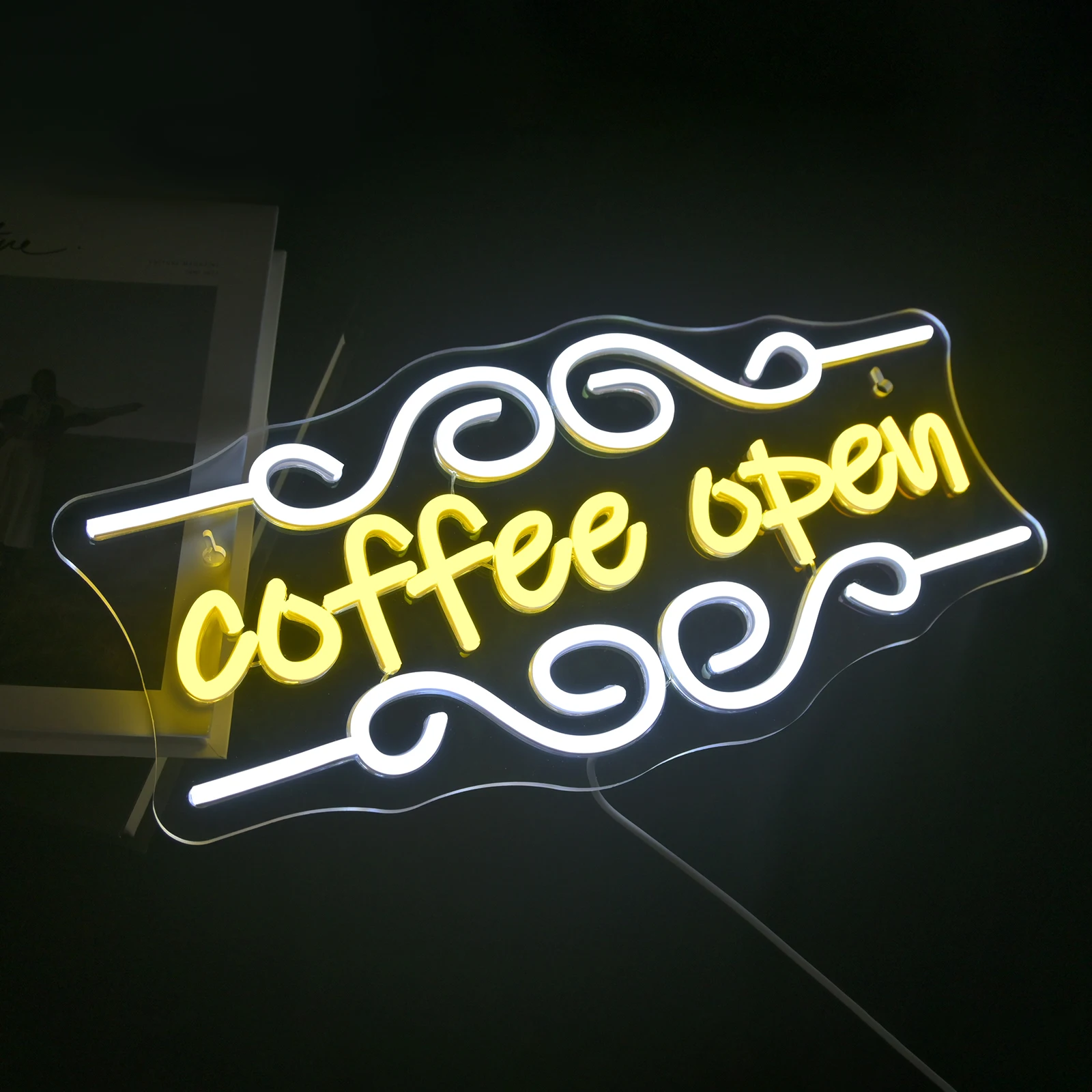 

Coffee Open Neon Signs Custom For Coffee Bar Wall Decor Dimmable Letter 5/12V USB Power For Business Shop Art Signs Decor