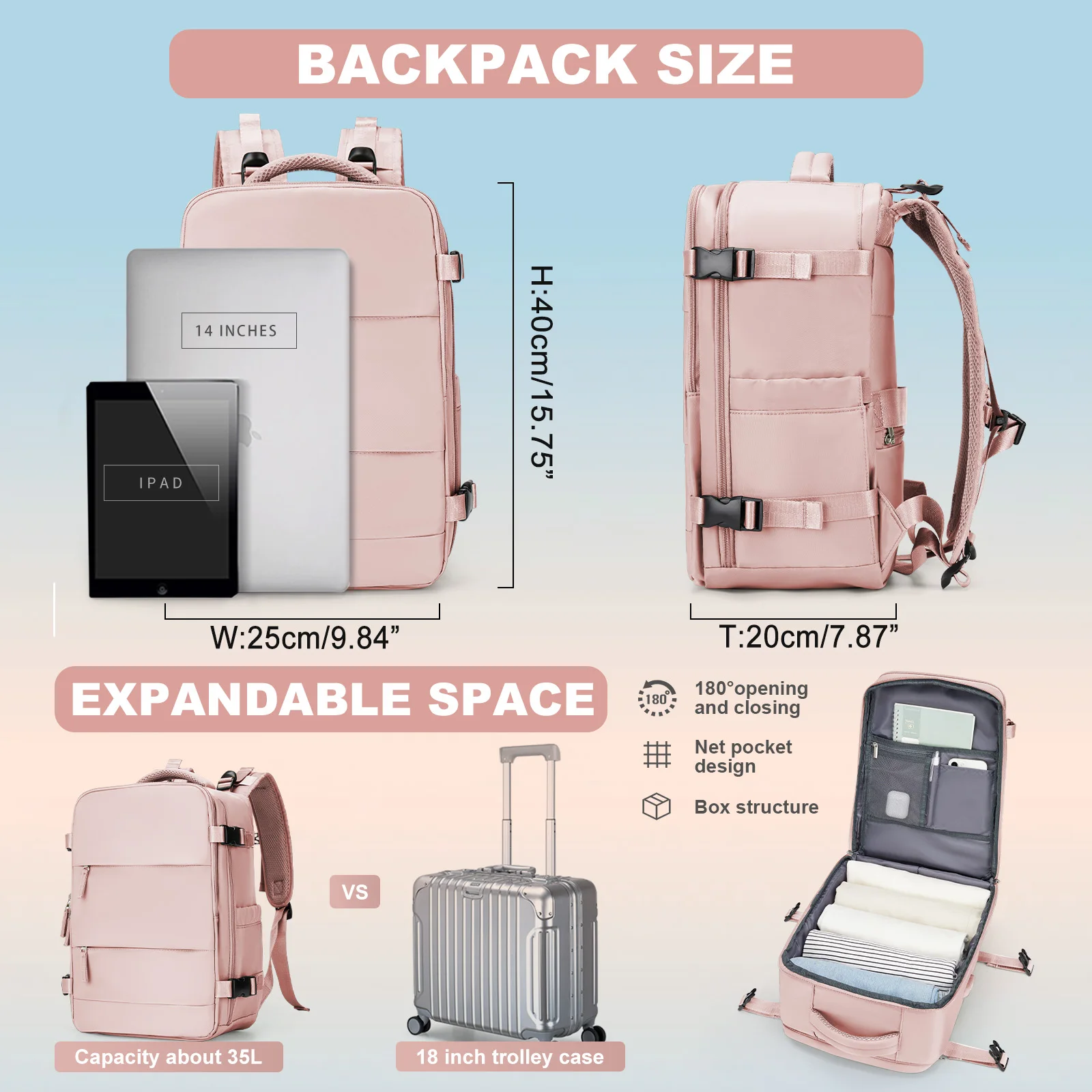 Backpack Travel Cabin Aircraft 40x20x25 Women's Backpack ,Waterproof Travel Backpack Laptop Backpack Female bags ,Male Backpacks