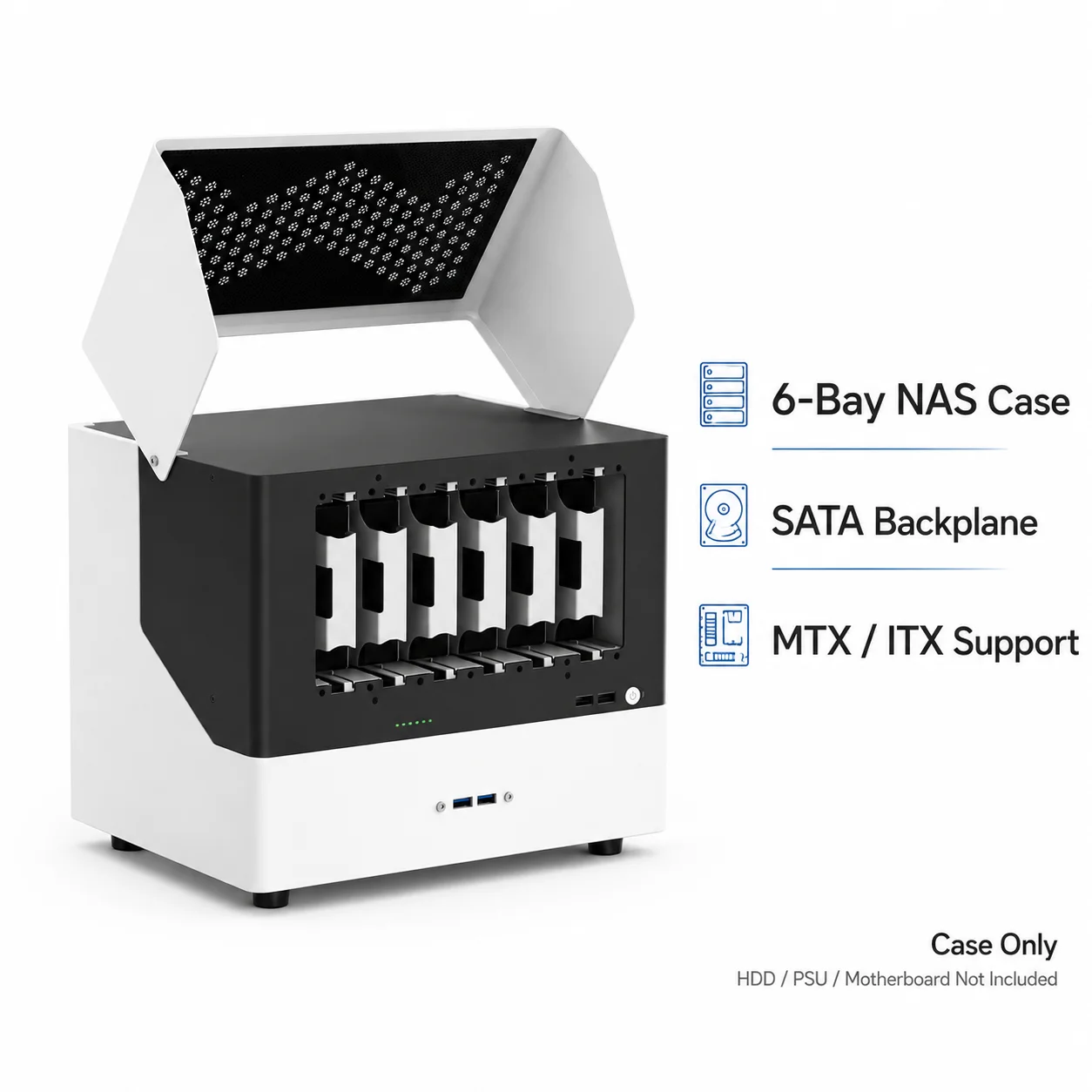 

6-Bay NAS Case Hot Swap SATA Backplane MATX / ITX Server Chassis SFX PSU 2.5/3.5 HDD Enclosure 4 PCI Slots