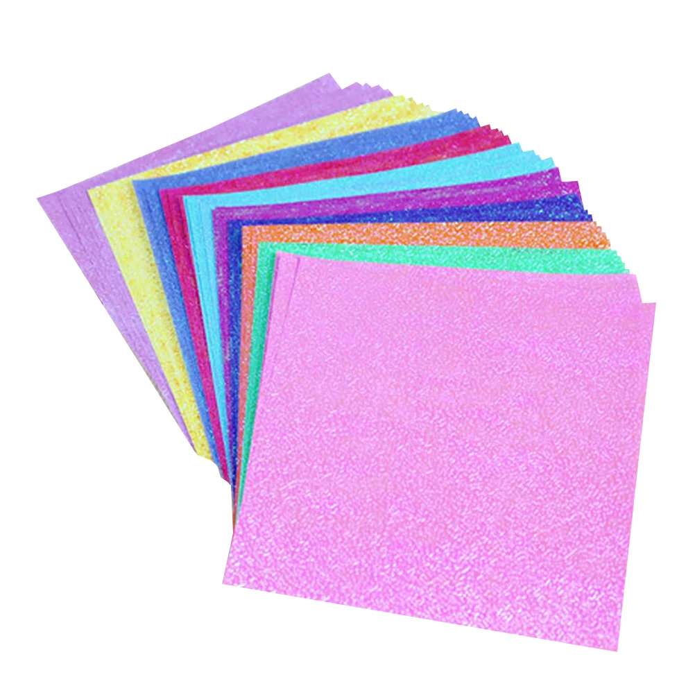 100 Stuks Glitter Vouwpapier 10 Diverse Kleuren DIY Parelmoer Origami Shining Ambachtelijke Papier Perfect voor Scrapbooking en Kaarten