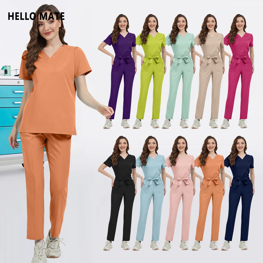 الجملة ملابس عمال تجميل الأسنان ممرضة طبية موحدة متعدد الألوان التجفيف السريع فرك مجموعة ملابس المستشفى بدلة جراحة المستشفى