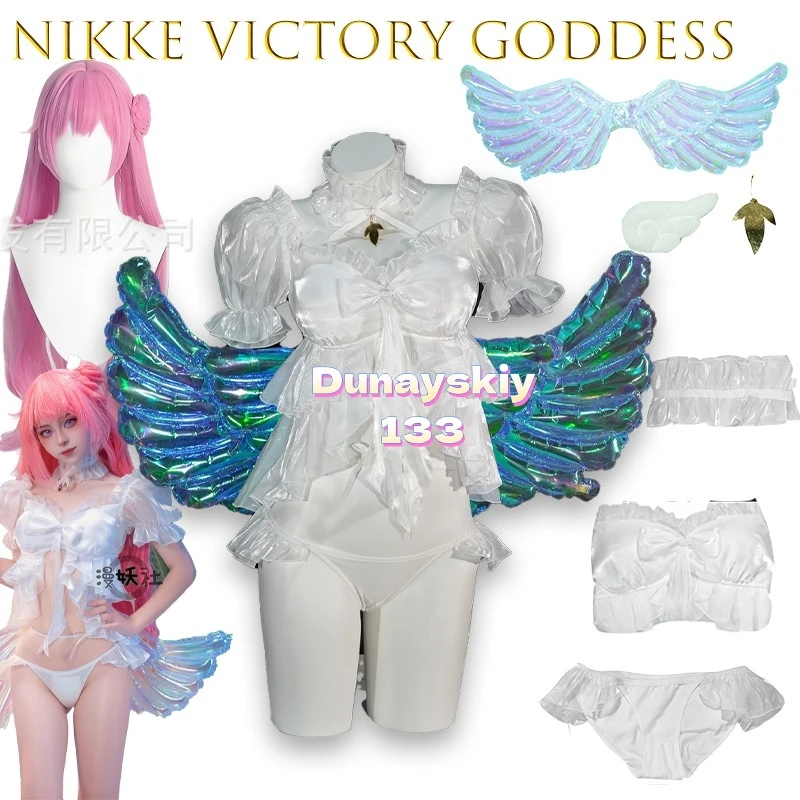 مثير المرأة نايكي دوروثي النصر آلهة تأثيري ملابس السباحة أنيمي شخصية الأبيض ملابس السباحة شو شعر مستعار الصيف كرنفال الزي