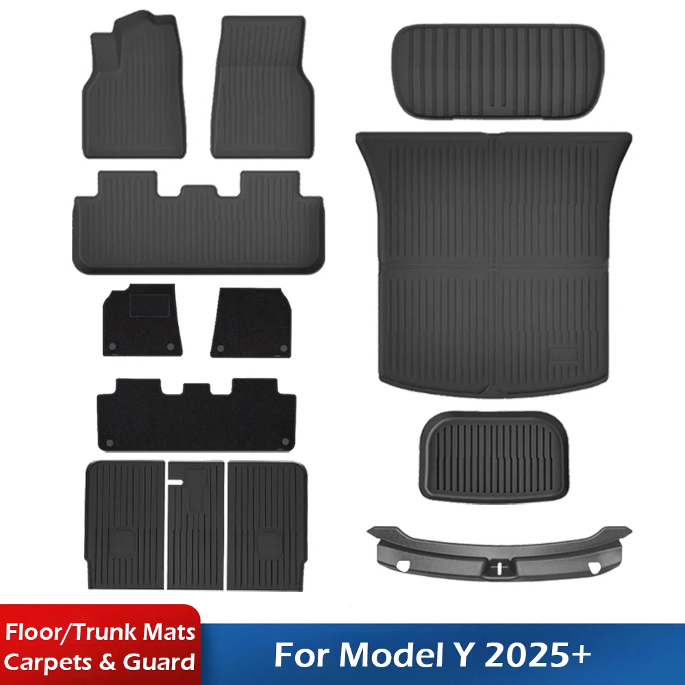 

Для Tesla Model Y Launch 2025 TPE напольные коврики, всепогодные нескользящие грузовые вкладыши, защита порога багажника, аксессуары