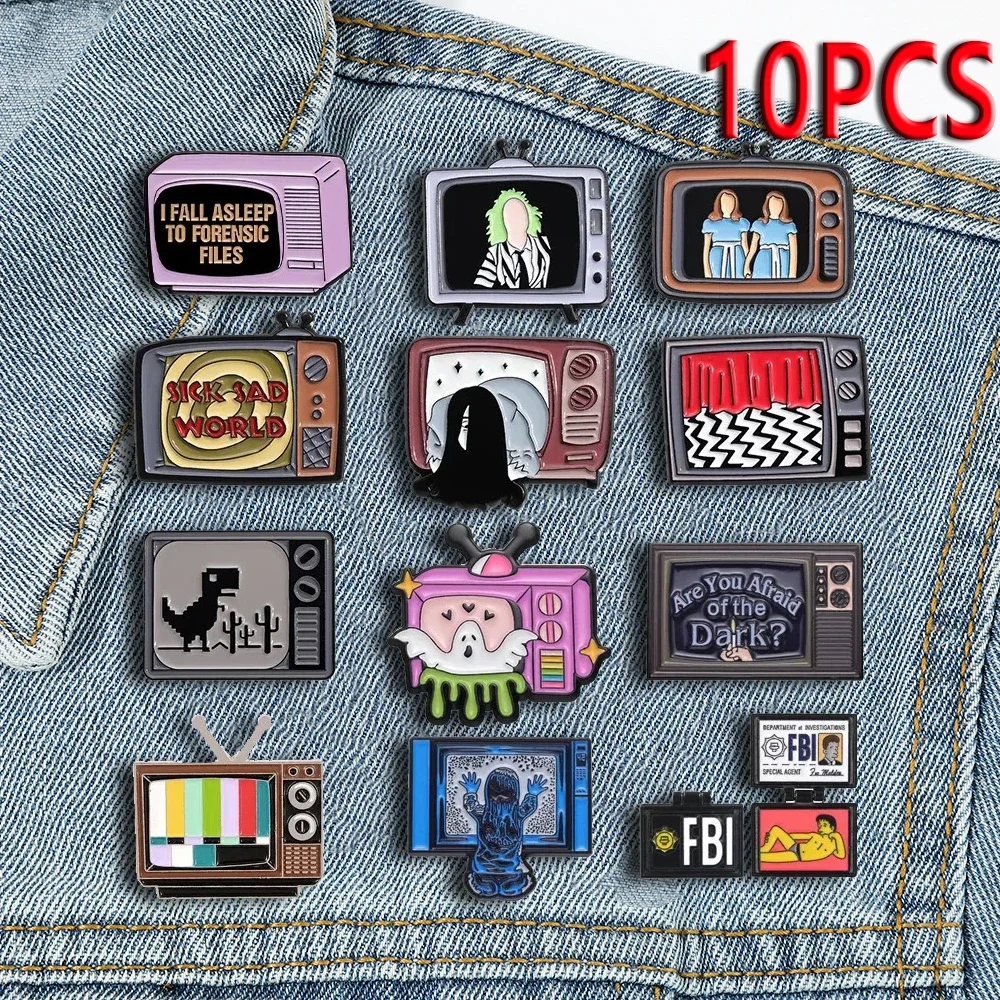 Retro TV Collected Enamel Pins Custom Horror Movie Inspiration Brooch Lapel Badge Clothes Backpack Accessories Punk Jewelry Gift