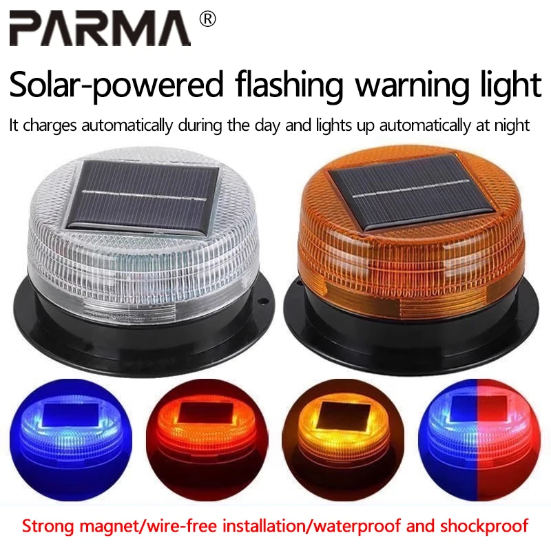 

Solar roof strong magnetic flashing light, engineering vehicle roadblock flashing light, solar night parking flashing light
