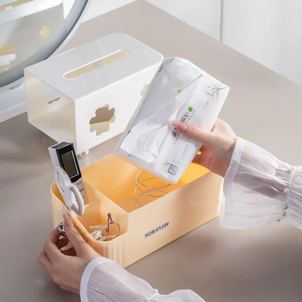 Large Capacity Desktop Storage Box Space Saving with Spring Tissue Box Plastic Smooth Extraction Napkin Dispenser Living Room