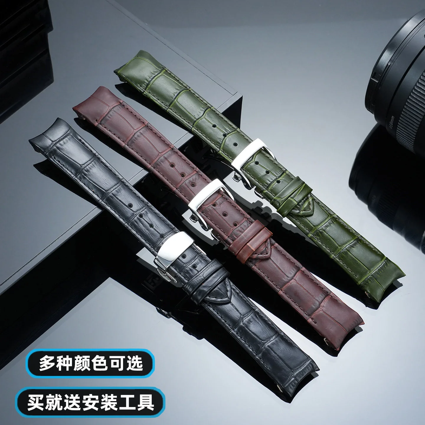 20mm Cowhide Strap For Seiko Prospex Alpinist SPB115 117 121 123 SARB013 15 CurvedEnd genuine leather watch band Folding buckle