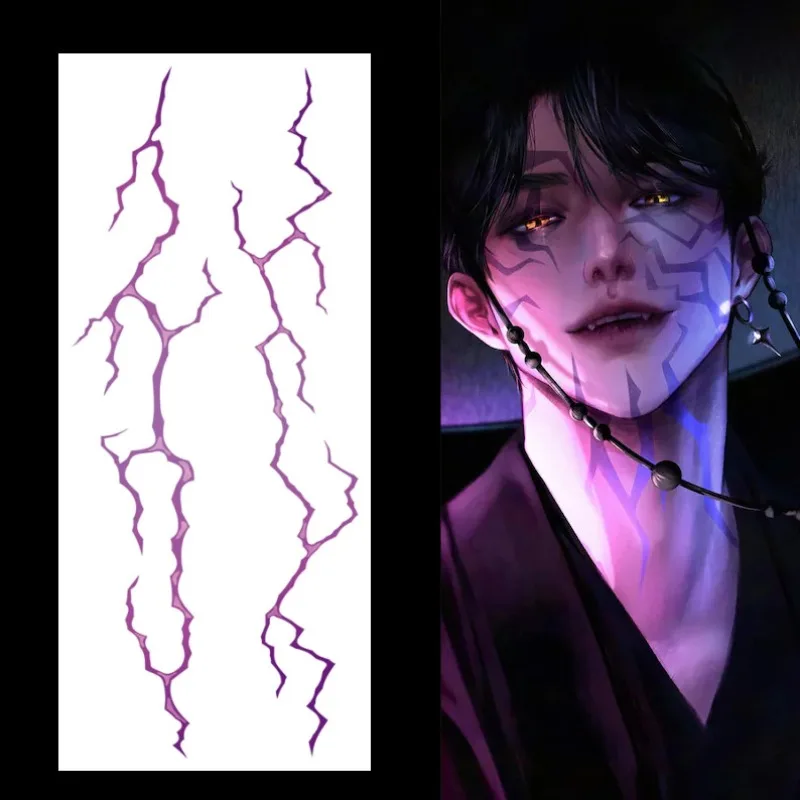 1 Sheet Kpop Arm Purple Lightning Tattoo Sticker Waterproof Lasting Temporary Tattoo