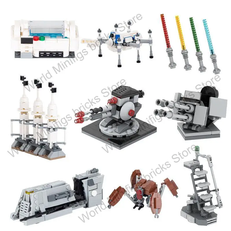 MOC-película de ciencia ficción de guerra espacial, imperio, barco espacial, canñón de fuerte, droide, arma militar, figura Compatible, bloques de construcción, regalos creativos